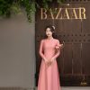 Áo dài truyền thống chất lụa vân gỗ 4 tà tay dài