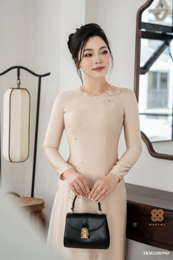 Áo Dài Mẹ Túc Viên MARYMY Lụa Hàn Châu Đính Kết