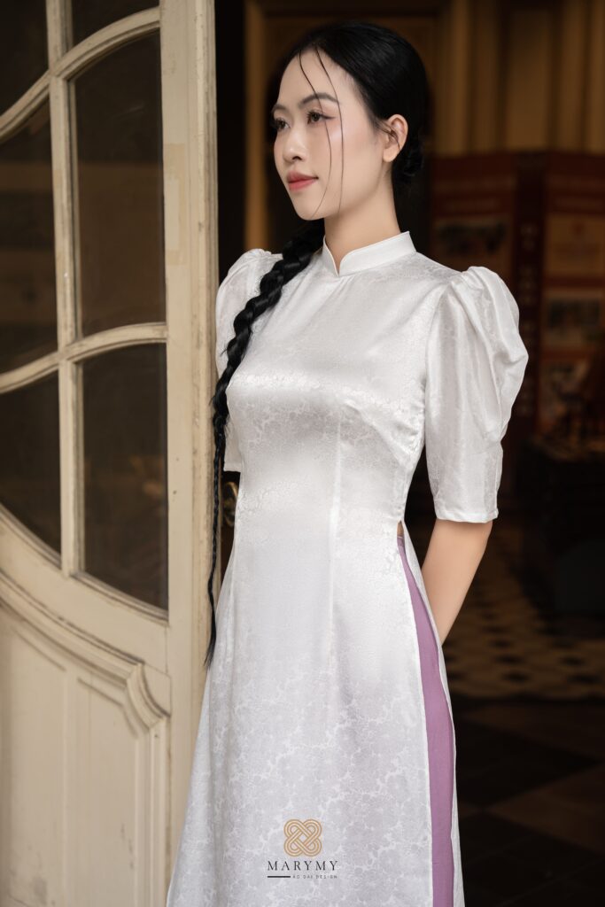 Áo dài cách tân BST Khúc Xuân mẫu 2 tay ngắn