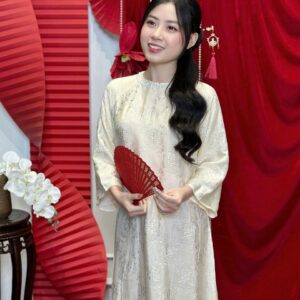 Áo Dài Cách Tân Cổ Đá MARYMY Tơ Tằm Nha Xá