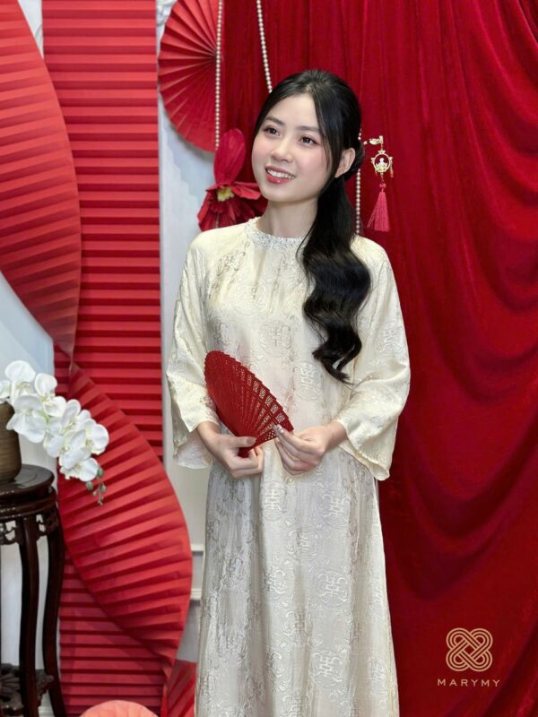 Áo Dài Cách Tân Cổ Đá MARYMY Tơ Tằm Nha Xá