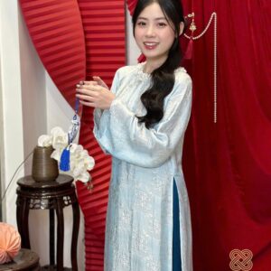 Áo Dài Cách Tân Cổ Đá MARYMY Tơ Tằm Nha Xá