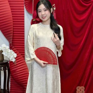 Áo Dài Cách Tân Cổ Đá MARYMY Tơ Tằm Nha Xá