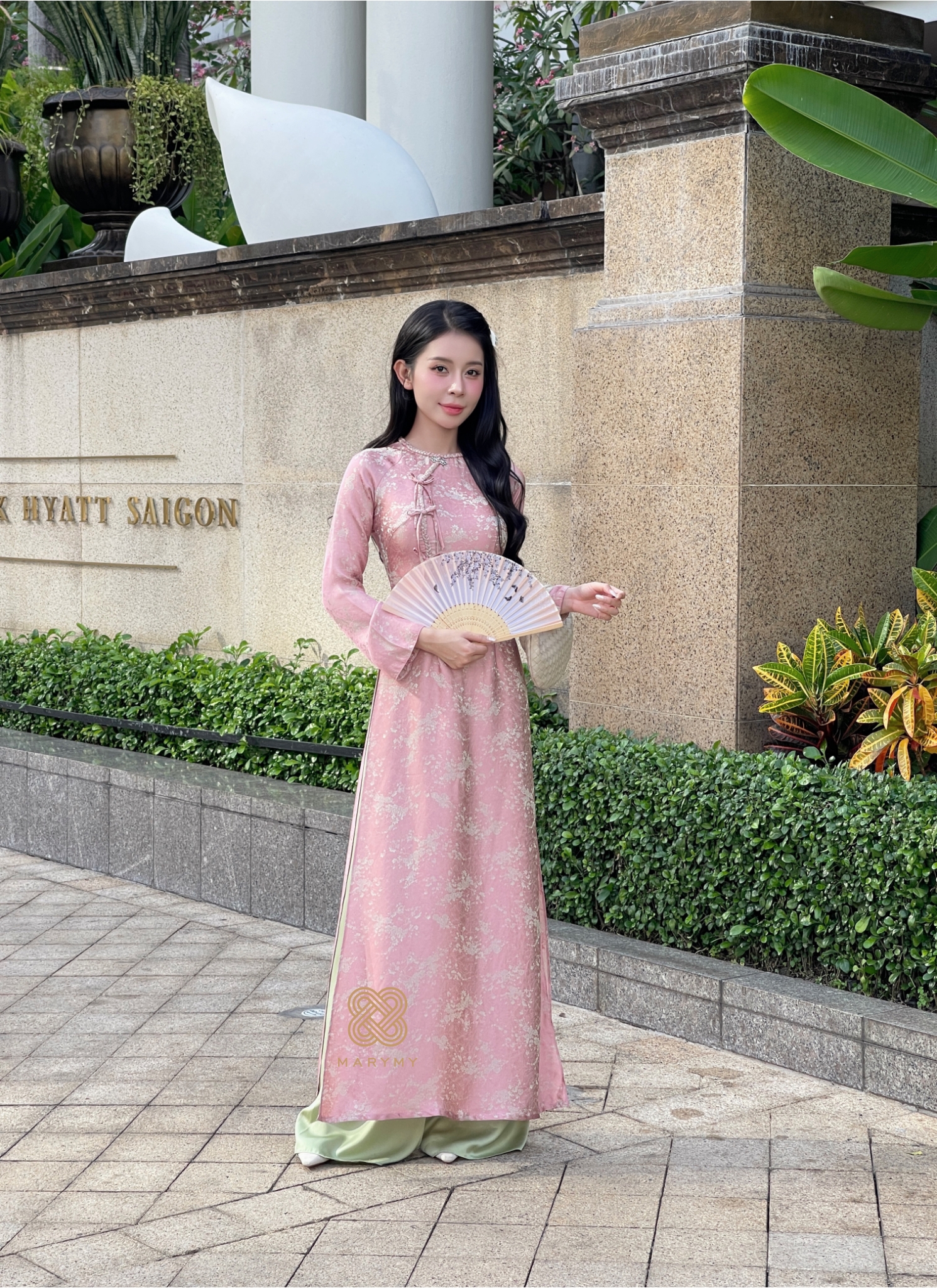 Áo Dài Cách Tân Đào Túc MARYMY Chất Liệu Lụa Tằm Silk Thiết Kế Kết Đan Thủ Công Tạo Nét Cổ Phong Kiều Diễm