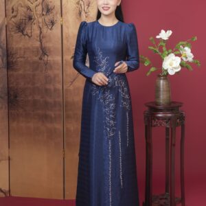 Áo Dài Mẹ Vũ Sắc MARYMY Màu Xanh Quý Phái Thiết Kế Thanh Lịch Sang Trọng