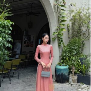 Áo Dài Kim Tuyến MARYMY Lụa Dệt Kim Nhũ