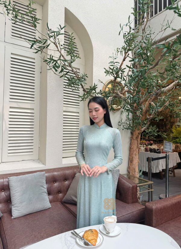 Áo Dài Kim Tuyến MARYMY Lụa Dệt Kim Nhũ