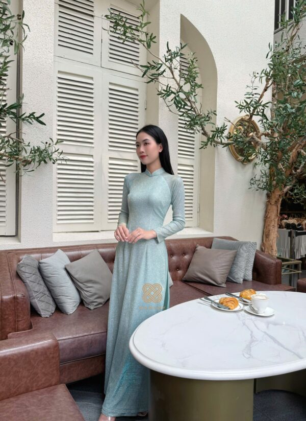 Áo Dài Kim Tuyến MARYMY Lụa Dệt Kim Nhũ