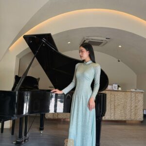 Áo Dài Kim Tuyến MARYMY Lụa Dệt Kim Nhũ