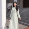 Áo Dài Cách Tân Thiên Yết MARYMY Tơ Tằm Cổ Trụ Đính Kết Pha Lê
