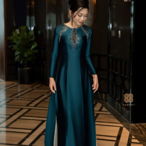 Áo Dài Mẹ Ngọc Nữ MARYMY Lụa Hàn Châu Đính Kết Kim Sa Trước Ngực