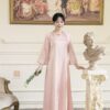 Áo Dài Cách Tân Ban Hạ Hồng MARYMY Chất Liệu Gấm Thiết Kế Cổ Tròn Phối Nơ Cách Điệu