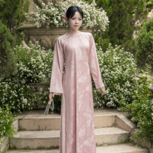 Áo Dài Cách Tân Đan Chi MARYMY Cổ Tròn Đính Kim Sa
