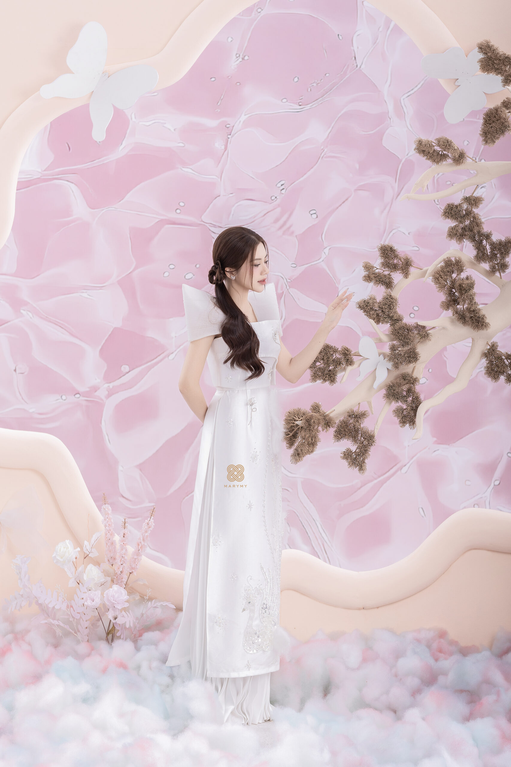 Áo dài dâu Mẫn Hoa MARYMY