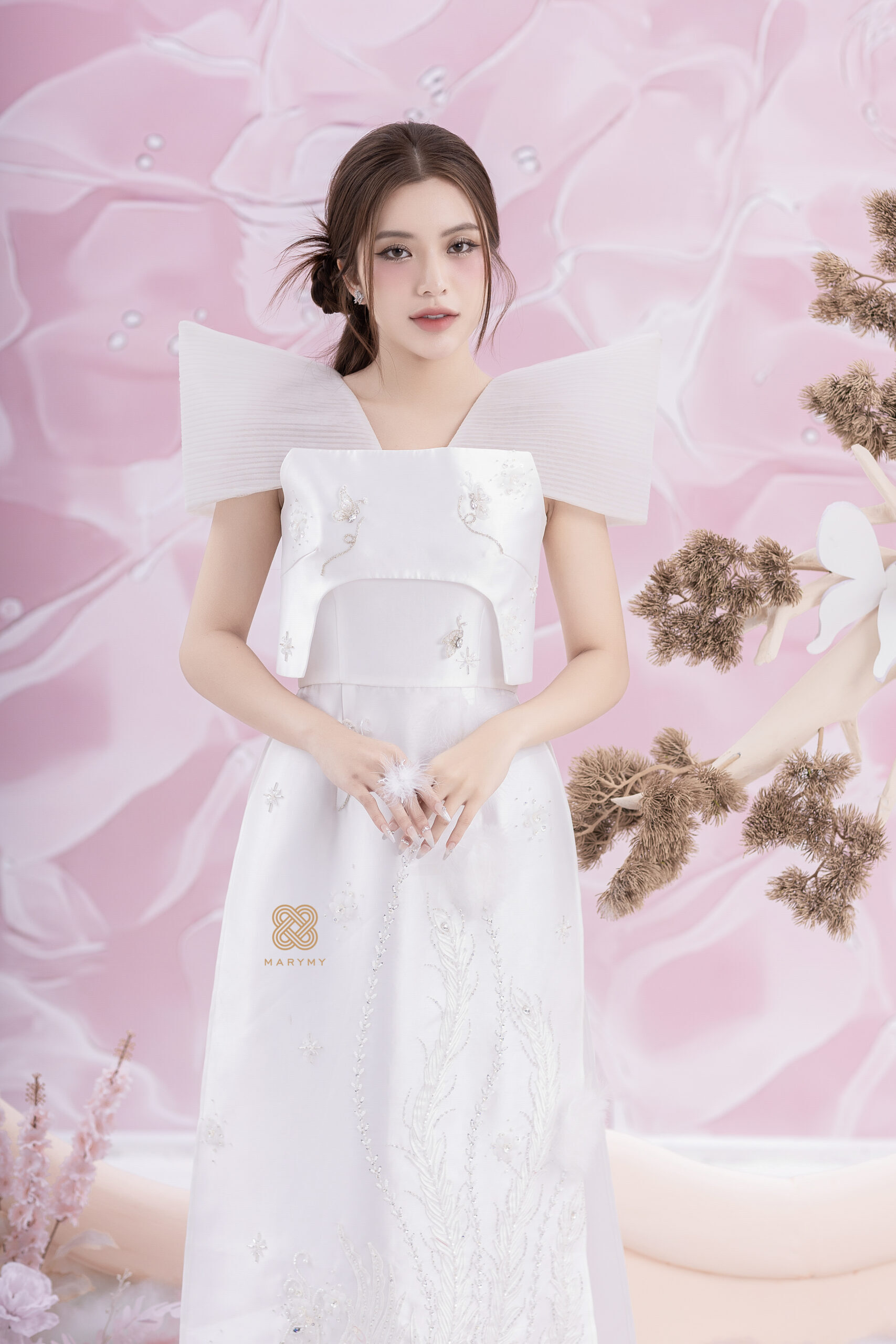 Áo dài dâu Mẫn Hoa MARYMY