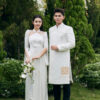 Áo Dài Dâu Rể Bạch Duyên MARYMY Kết Hợp Chữ Hỷ Và Hoa 3D