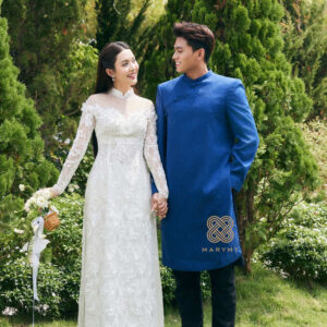 Áo Dài Dâu Rể Huyền Điệp MARYMY Kết Hợp Giữa Cánh Bướm Và Ren Thêu