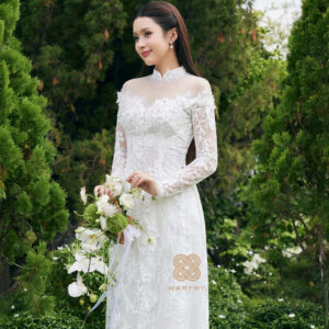 Áo Dài Dâu Rể Huyền Điệp MARYMY Kết Hợp Giữa Cánh Bướm Và Ren Thêu