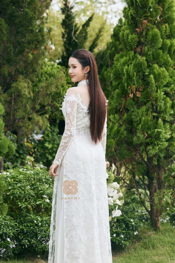 Áo Dài Dâu Rể Huyền Điệp MARYMY Kết Hợp Giữa Cánh Bướm Và Ren Thêu