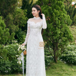 Áo Dài Dâu Rể Huyền Điệp MARYMY Kết Hợp Giữa Cánh Bướm Và Ren Thêu