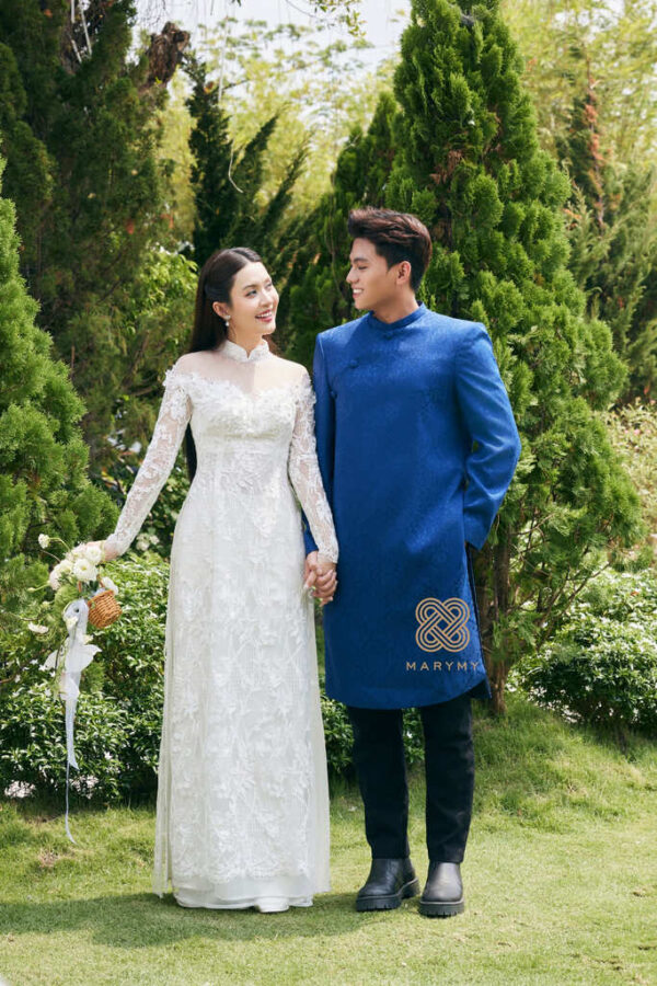 Áo Dài Dâu Rể Huyền Điệp MARYMY Kết Hợp Giữa Cánh Bướm Và Ren Thêu