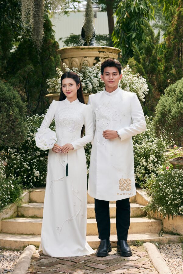 Áo Dài Dâu Rể Phụng Hòa Hỷ Khánh MARYMY Thiết Kế Kết Hợp Chữ Hỷ Và Chim Phượng