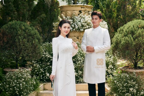 Áo Dài Dâu Rể Phụng Hòa Hỷ Khánh MARYMY Thiết Kế Kết Hợp Chữ Hỷ Và Chim Phượng