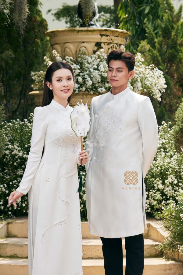Áo Dài Dâu Rể Phụng Hòa Hỷ Khánh MARYMY Thiết Kế Kết Hợp Chữ Hỷ Và Chim Phượng