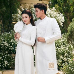 Áo Dài Dâu Rể Phụng Hòa Hỷ Khánh MARYMY Thiết Kế Kết Hợp Chữ Hỷ Và Chim Phượng