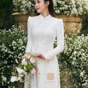 Áo Dài Dâu Rể Phụng Hòa Hỷ Khánh MARYMY Thiết Kế Kết Hợp Chữ Hỷ Và Chim Phượng