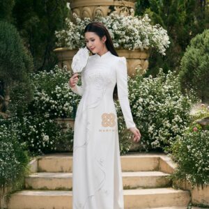 Áo Dài Dâu Rể Phụng Hòa Hỷ Khánh MARYMY Thiết Kế Kết Hợp Chữ Hỷ Và Chim Phượng