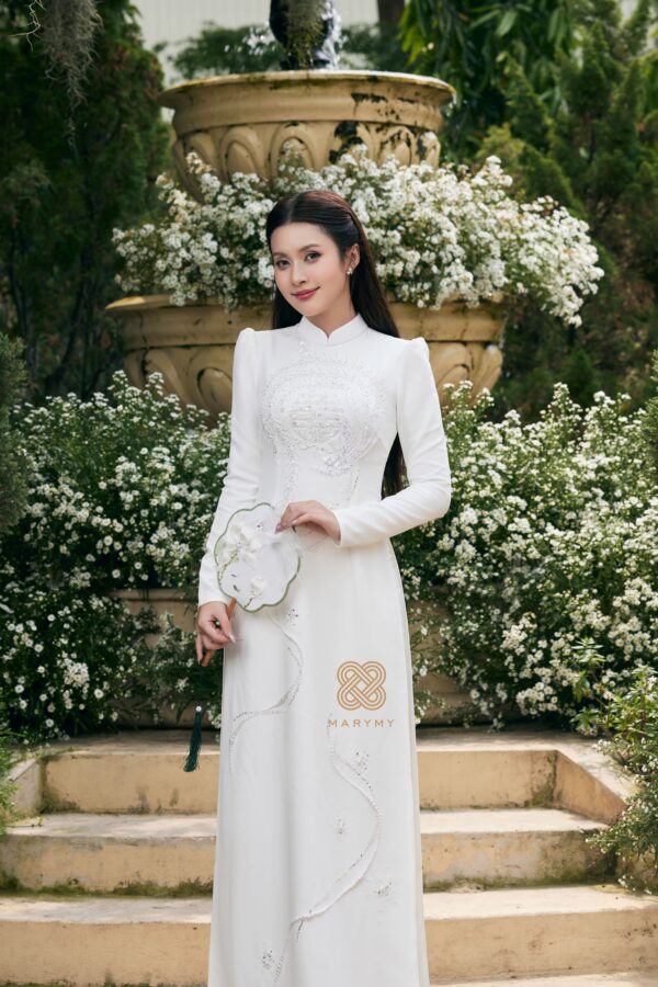 Áo Dài Dâu Rể Phụng Hòa Hỷ Khánh MARYMY Thiết Kế Kết Hợp Chữ Hỷ Và Chim Phượng