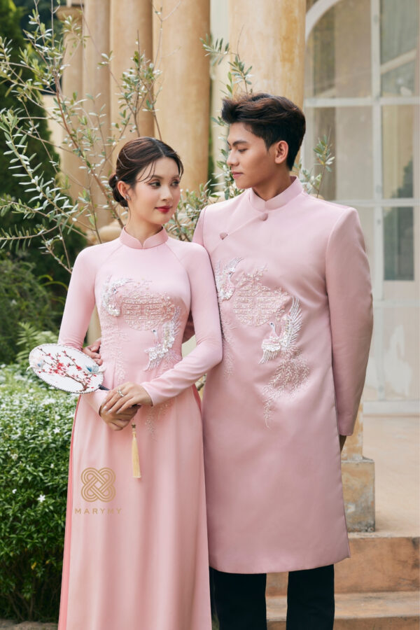Áo Dài Dâu Rể Phụng Hoàng Duyên MARYMY Kết Hợp Chim Phụng Và Chữ Hỷ
