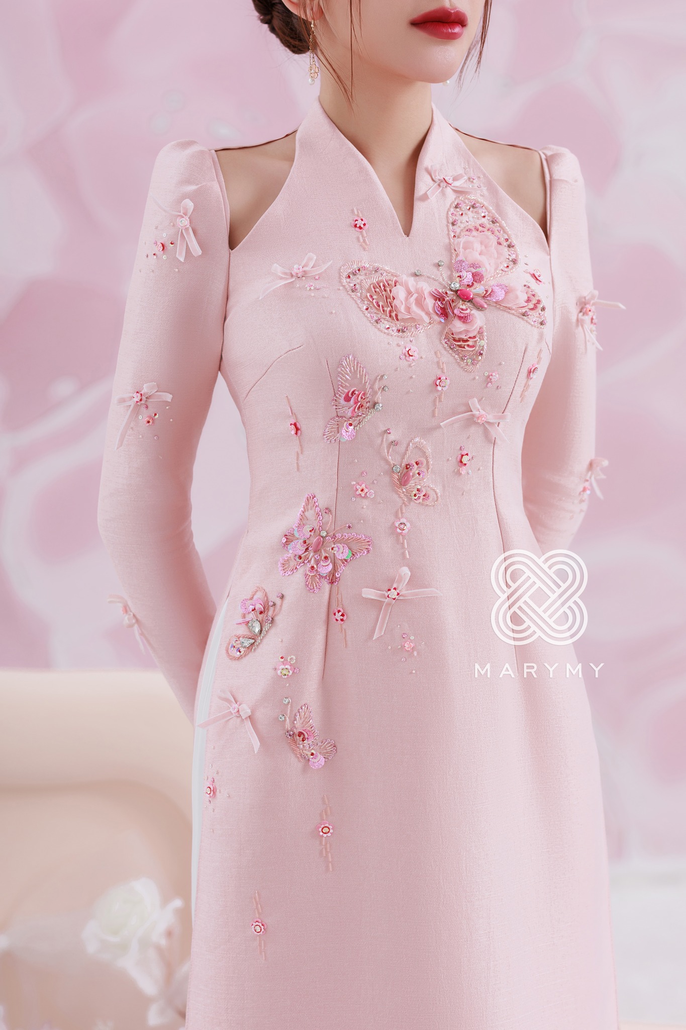 Áo dài dâu rể Thư Uyên Cát MARYMY