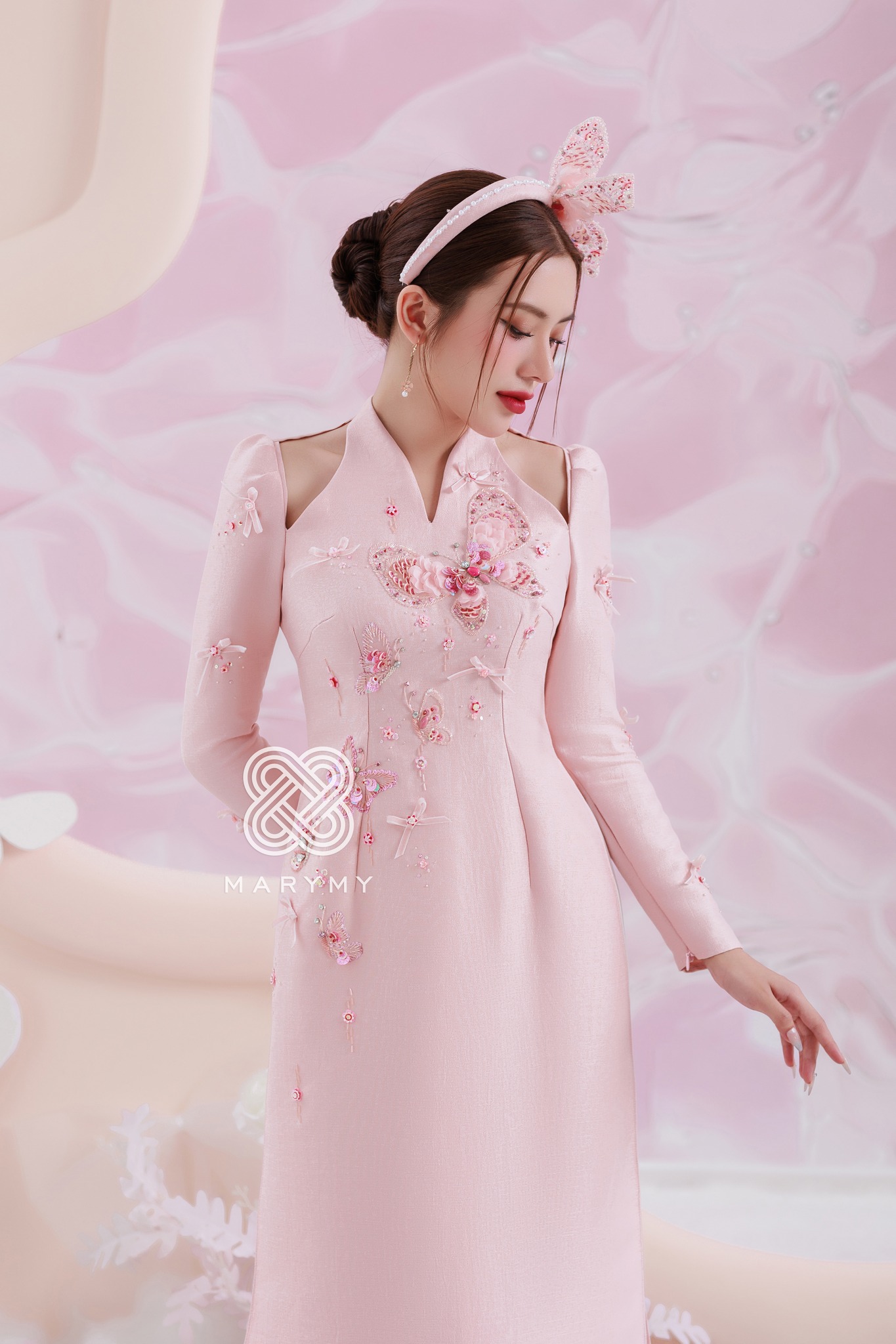 Áo dài dâu rể Thư Uyên Cát MARYMY