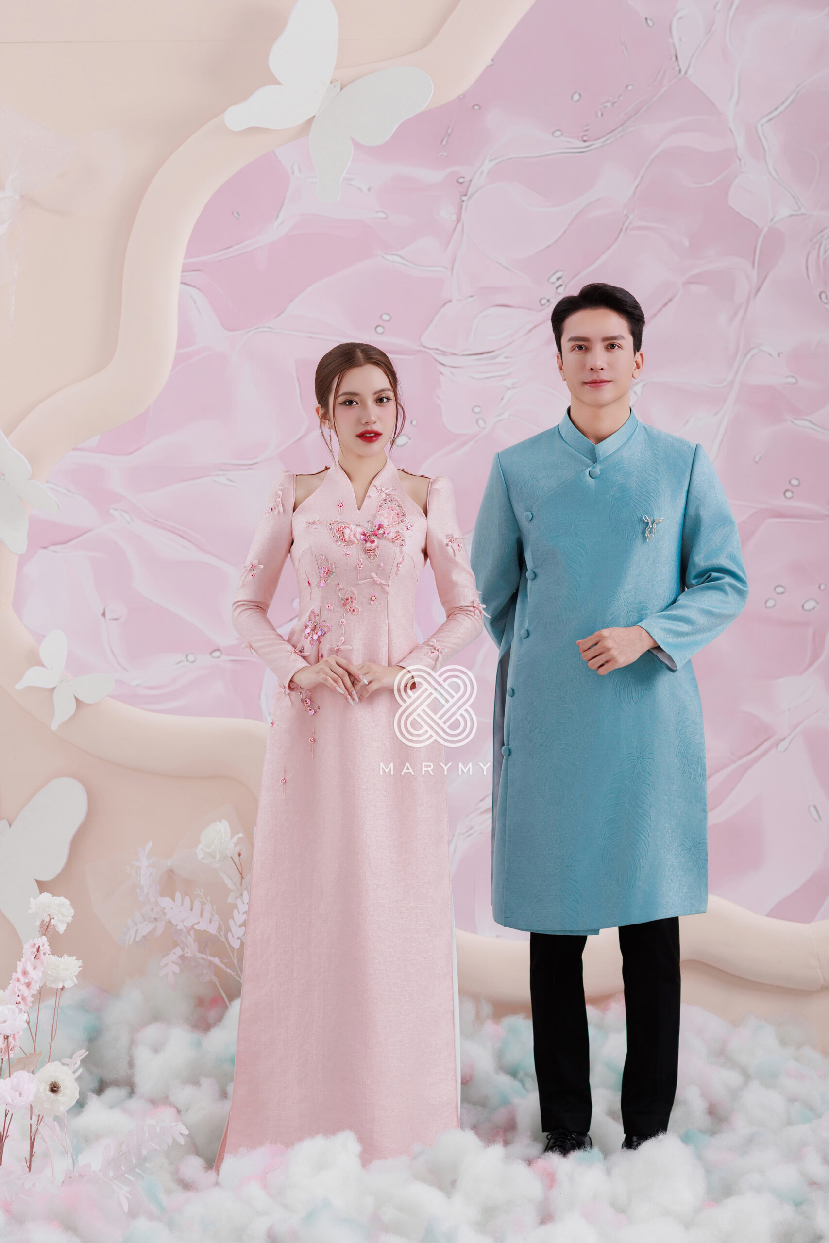 Áo dài dâu rể Thư Uyên Cát MARYMY