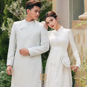 Áo Dài Dâu Tiết Liên Ảnh MARYMY Kết Hợp Hoa Và Cánh Bướm