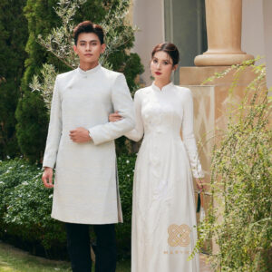 Áo Dài Dâu Tiết Liên Ảnh MARYMY Kết Hợp Hoa Và Cánh Bướm