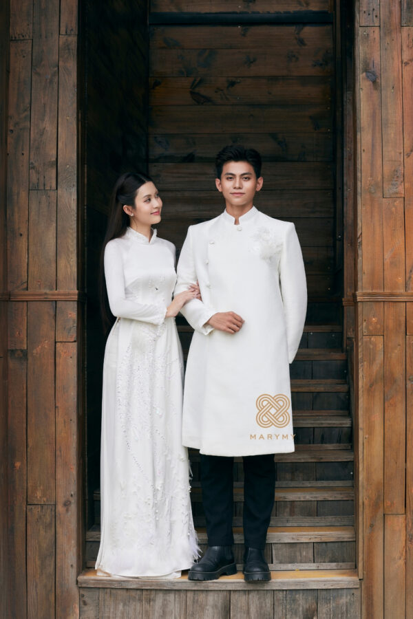 Áo Dài Dâu Rể Vân Phụng MARYMY Kết Hợp Chim Phụng Và Hoa 3D