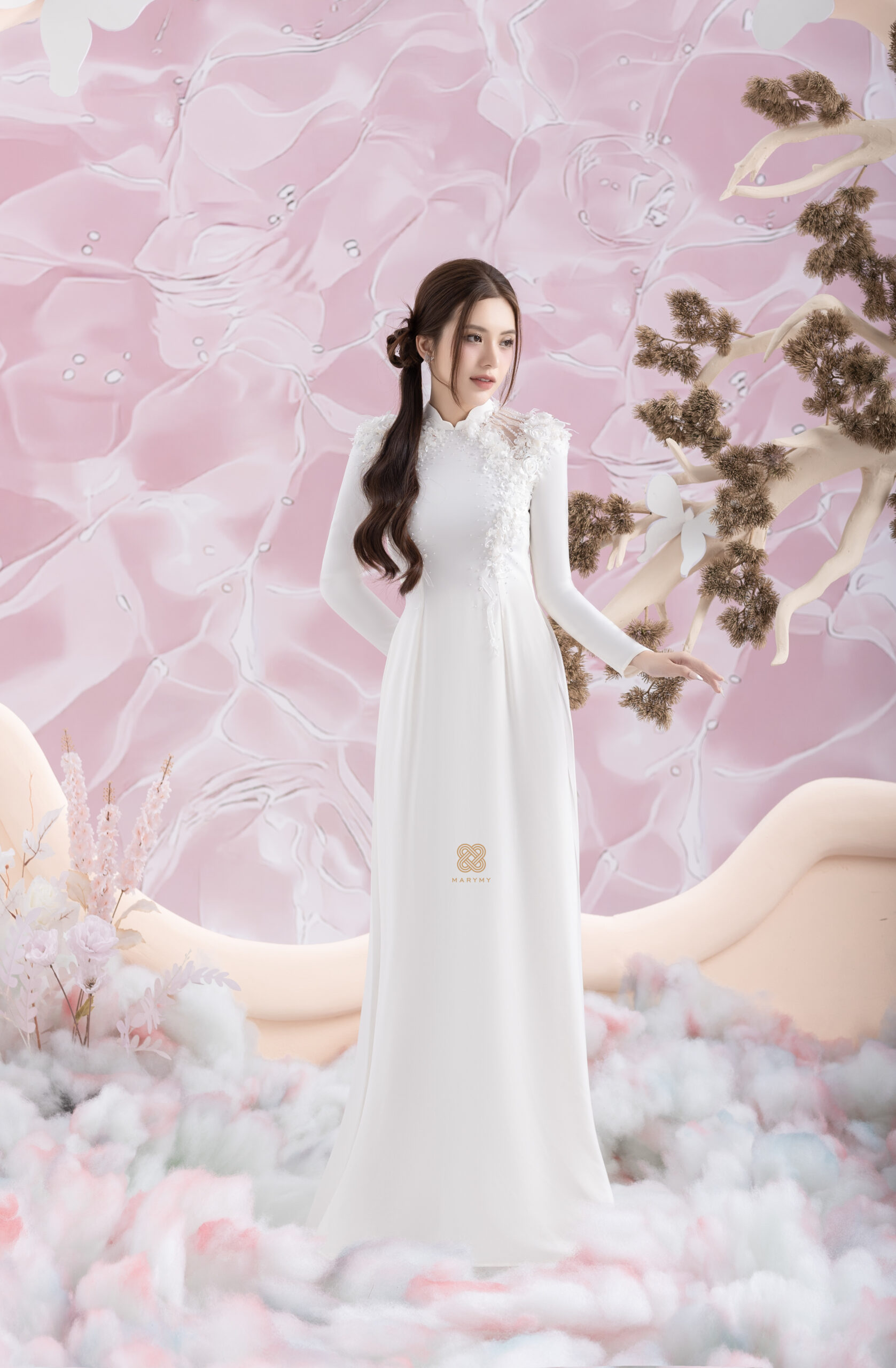 Áo dài dâu Thiên Tuyết MARYMY