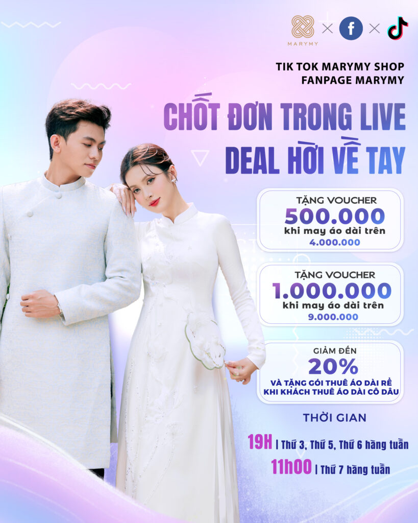 Banner chương trình khuyến mại livestream áo dài dâu rể
