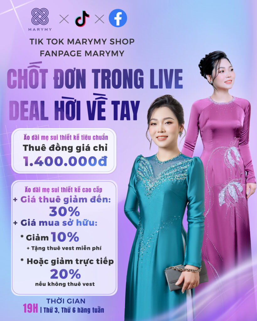 Banner chương trình khuyến mại livestream áo dài mẹ sui