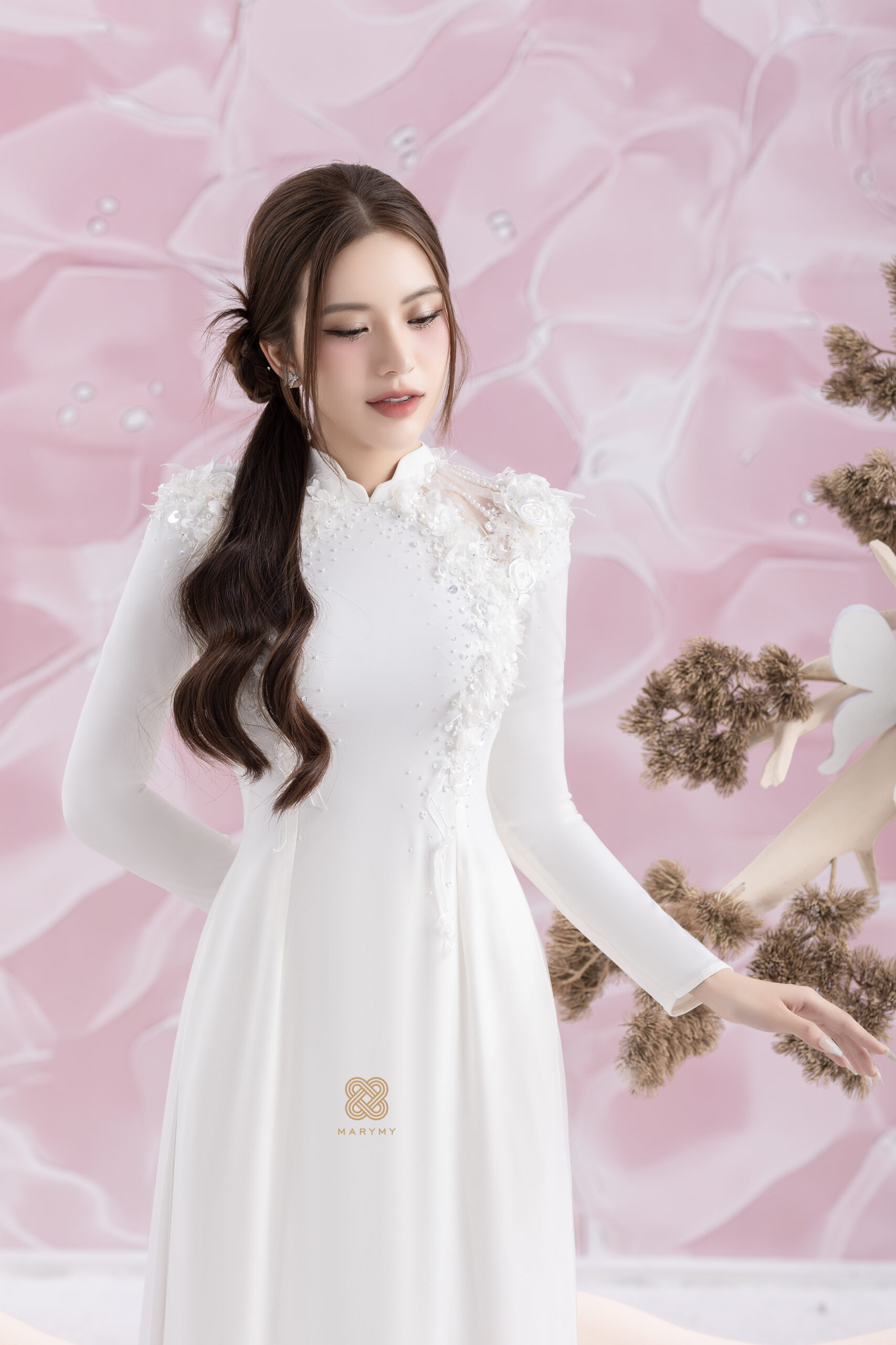 Áo dài dâu Thiên Tuyết MARYMY